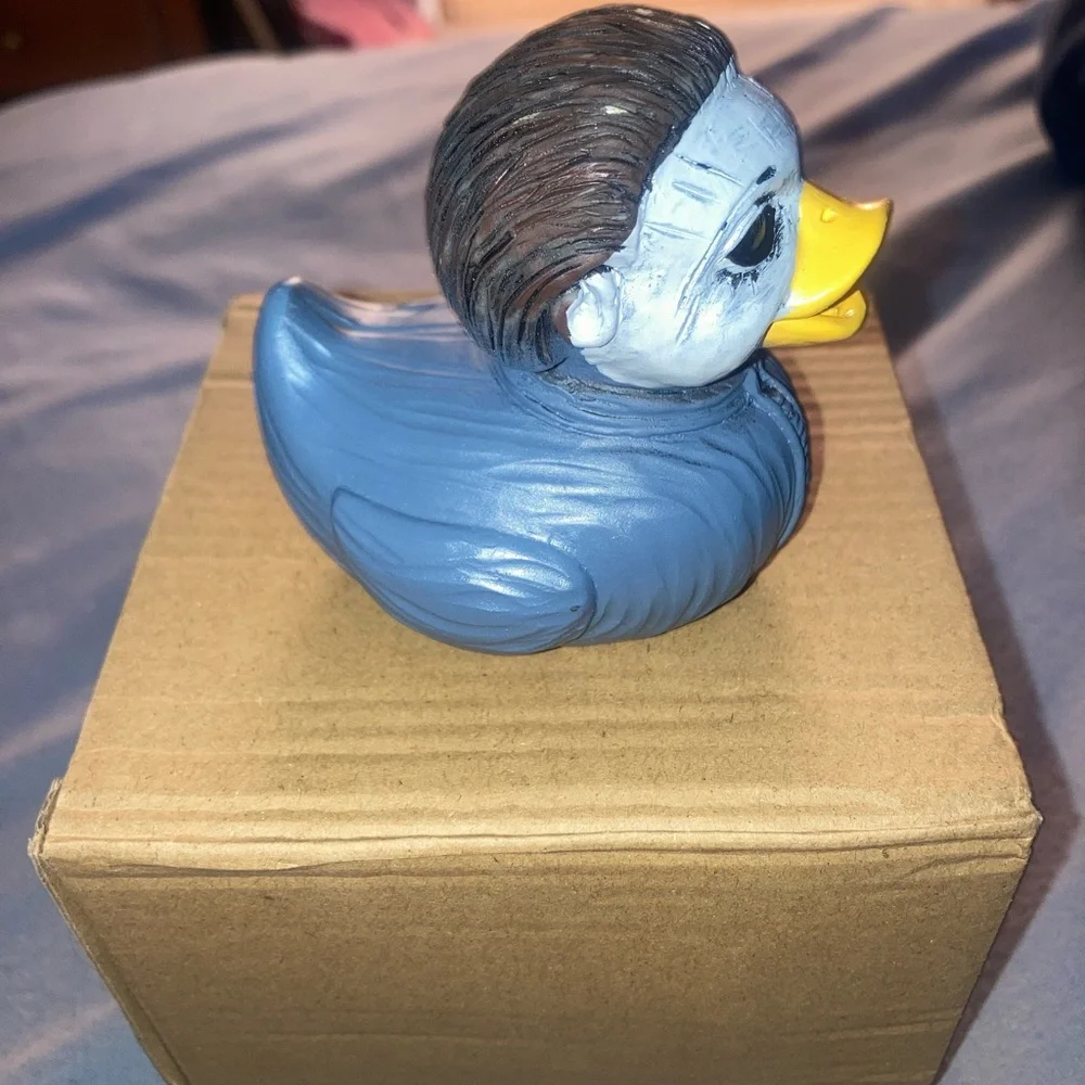 Michael Myers Resin Duck with Blue Jacket and Yellow Beak - Picture 2 of 4